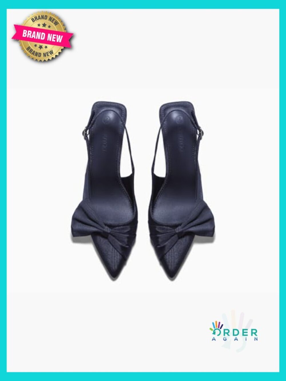 Women's Slingback High Heels Bow Tie Closed Toe Pumps Party Dress Shoes - Picture 6 of 7